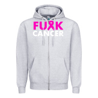 Heather Grey fck cancer Zipper Hoodie - linhVisuals