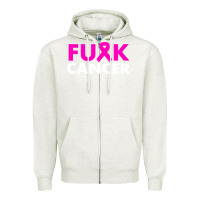 Oatmeal Heather fck cancer Zipper Hoodie - linhVisuals