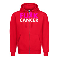 Red fck cancer Zipper Hoodie - linhVisuals
