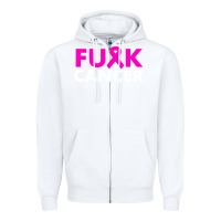 White fck cancer Zipper Hoodie - linhVisuals