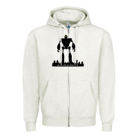 Oatmeal Heather iron giant Zipper Hoodie - linhVisuals