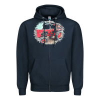 Navy tractor t  shirt tractor t  shirt Zipper Hoodie - linhVisuals