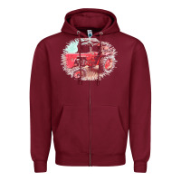 Burgundy tractor t  shirt tractor t  shirt Zipper Hoodie - linhVisuals