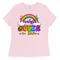Bubblegum Pink Coolest queer in town Ladies Tee - FaDigitalArtStudio