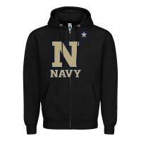 Black navy midshipmen Zipper Hoodie - linhVisuals