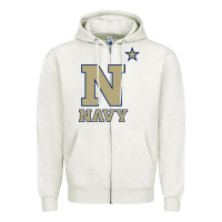 Oatmeal Heather navy midshipmen Zipper Hoodie - linhVisuals