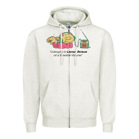 Oatmeal Heather listening to lemon demon Zipper Hoodie - linhVisuals