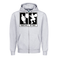 Heather Grey your wife my wife weightlifting Zipper Hoodie - linhVisuals
