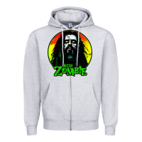 Heather Grey rob zombie 02 Zipper Hoodie - linhVisuals