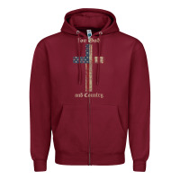 Burgundy for god and country cross american flag faith us patriotic tank top Zipper Hoodie - linhVisuals