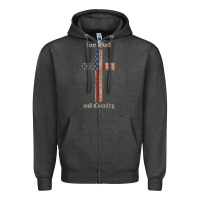 Charcoal Heather for god and country cross american flag faith us patriotic tank top Zipper Hoodie - linhVisuals