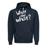 Navy what the what Zipper Hoodie - linhVisuals
