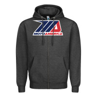 Charcoal Heather moto america Zipper Hoodie - linhVisuals