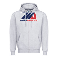 Heather Grey moto america Zipper Hoodie - linhVisuals