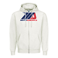 Oatmeal Heather moto america Zipper Hoodie - linhVisuals