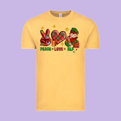 Peace Love Elf Christmas Vintage Tee Designed By Bundleandbundleshop