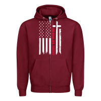 Burgundy in god we trust with patriotic vintage american flag t shirt Zipper Hoodie - linhVisuals