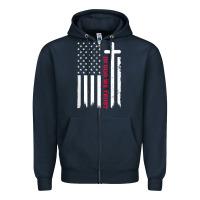 Navy in god we trust with patriotic vintage american flag t shirt Zipper Hoodie - linhVisuals