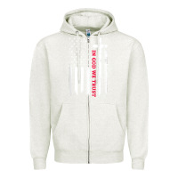 Oatmeal Heather in god we trust with patriotic vintage american flag t shirt Zipper Hoodie - linhVisuals