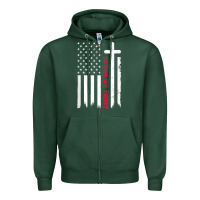 Sports Green in god we trust with patriotic vintage american flag t shirt Zipper Hoodie - linhVisuals