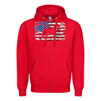 Red great dane vintage american flag t shirt Zipper Hoodie - linhVisuals