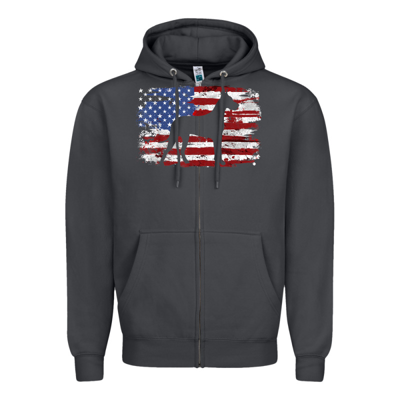 Great Dane Vintage American Flag T Shirt Zipper Hoodie by linhVisuals | Teevron