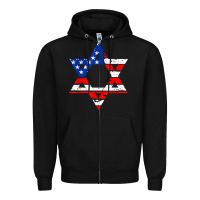 Black hanukah american flag star of david   jewish chanukah t shirt Zipper Hoodie - linhVisuals