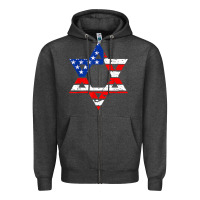 Charcoal Heather hanukah american flag star of david   jewish chanukah t shirt Zipper Hoodie - linhVisuals