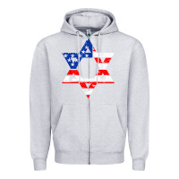 Heather Grey hanukah american flag star of david   jewish chanukah t shirt Zipper Hoodie - linhVisuals