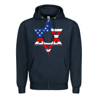 Navy hanukah american flag star of david   jewish chanukah t shirt Zipper Hoodie - linhVisuals