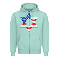 Seafoam hanukah american flag star of david   jewish chanukah t shirt Zipper Hoodie - linhVisuals