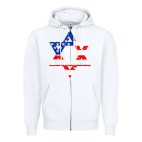 White hanukah american flag star of david   jewish chanukah t shirt Zipper Hoodie - linhVisuals