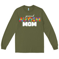 Army Green LIL Autism Mom Long Sleeve Tee - CowhideDigitalArt