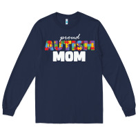 Navy LIL Autism Mom Long Sleeve Tee - CowhideDigitalArt