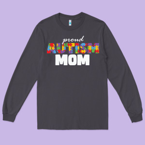 Lil Autism Mom Long Sleeve Tee Designed By Cowhidedigitalart