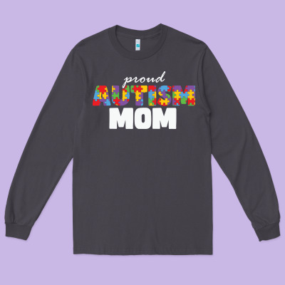 Lil Autism Mom Long Sleeve Tee Designed By Cowhidedigitalart
