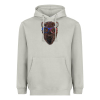 Moon Dust bison with american flag glasses Heavyweight Hoodie - RanaPortraitStore