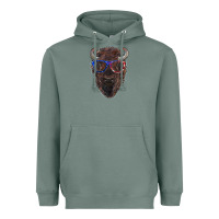 Sage bison with american flag glasses Heavyweight Hoodie - RanaPortraitStore