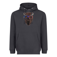 Smoke bison with american flag glasses Heavyweight Hoodie - RanaPortraitStore