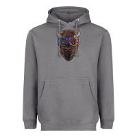 Storm bison with american flag glasses Heavyweight Hoodie - RanaPortraitStore