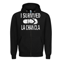 Black I survived la chancla Zipper Hoodie - linhVisuals