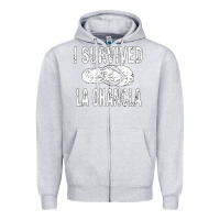 Heather Grey I survived la chancla Zipper Hoodie - linhVisuals