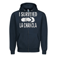 Navy I survived la chancla Zipper Hoodie - linhVisuals
