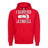 Red I survived la chancla Zipper Hoodie - linhVisuals