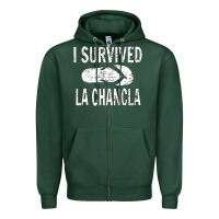 Sports Green I survived la chancla Zipper Hoodie - linhVisuals