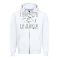 White I survived la chancla Zipper Hoodie - linhVisuals