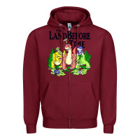 Burgundy land before time pastel dinosaur friends Zipper Hoodie - linhVisuals