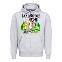 Heather Grey land before time pastel dinosaur friends Zipper Hoodie - linhVisuals