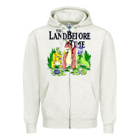 Oatmeal Heather land before time pastel dinosaur friends Zipper Hoodie - linhVisuals