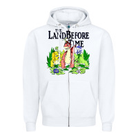 White land before time pastel dinosaur friends Zipper Hoodie - linhVisuals
